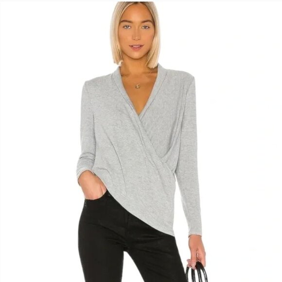 NEW Revolve | 1. State Cross Front Cozy Knit Top in Silver Heather S - Picture 1 of 14